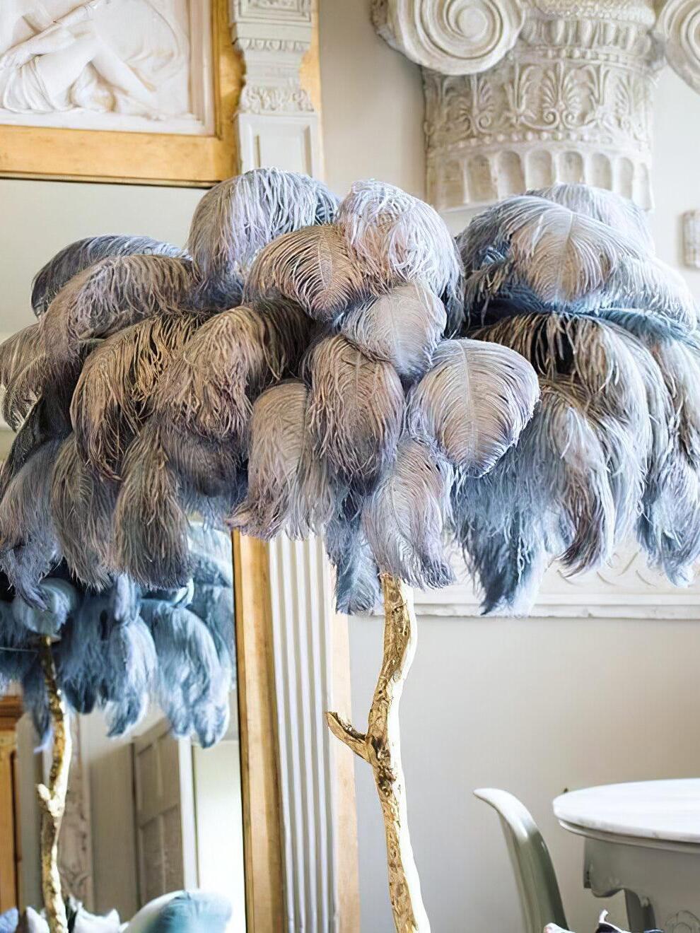 Ostrich Feather Resin Floor Light - Cueteks