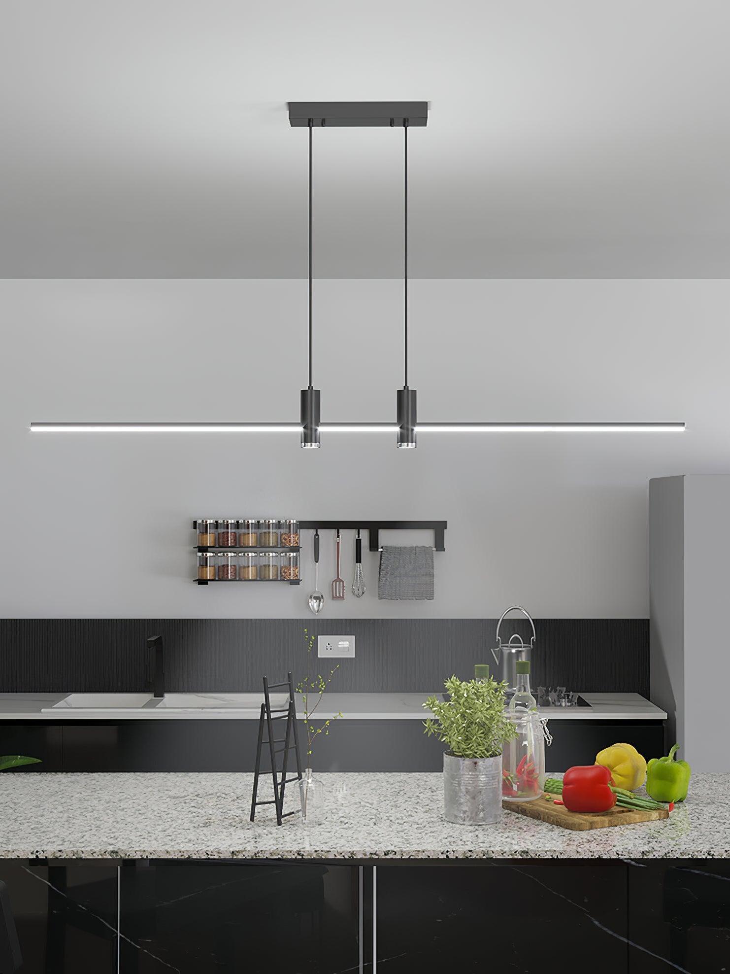Black single-bar Link pendant over a counter