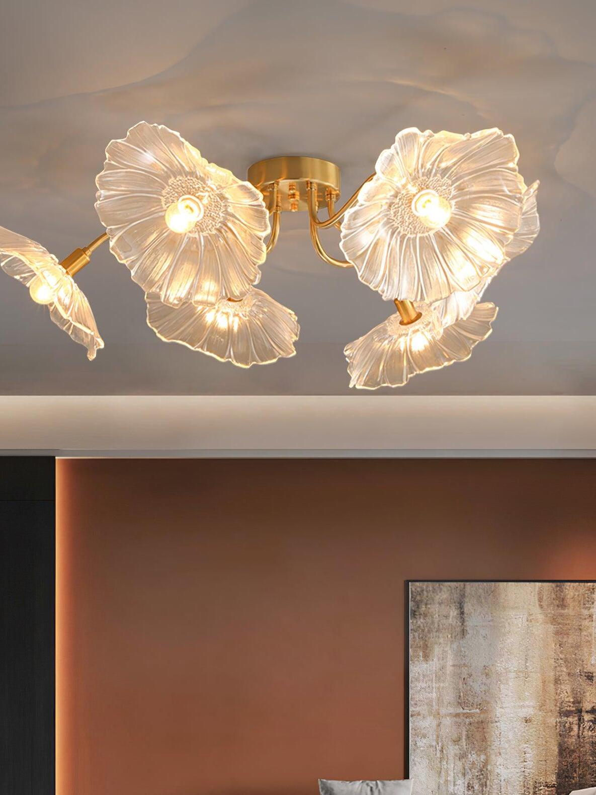 Lotus Leaf Glass Ceiling Lamp - Cueteks