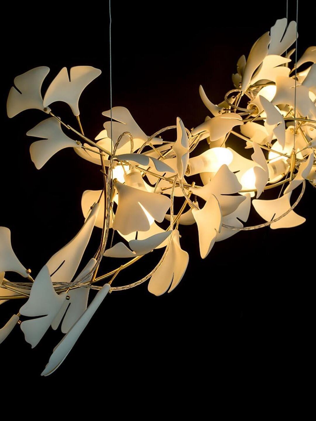 Modern Ceramics Flower Gingko Chandelier C - Cueteks