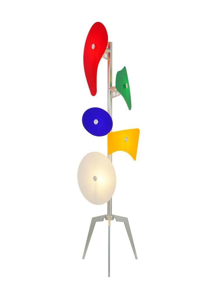 Multicolour five-panel floor lamp on white background