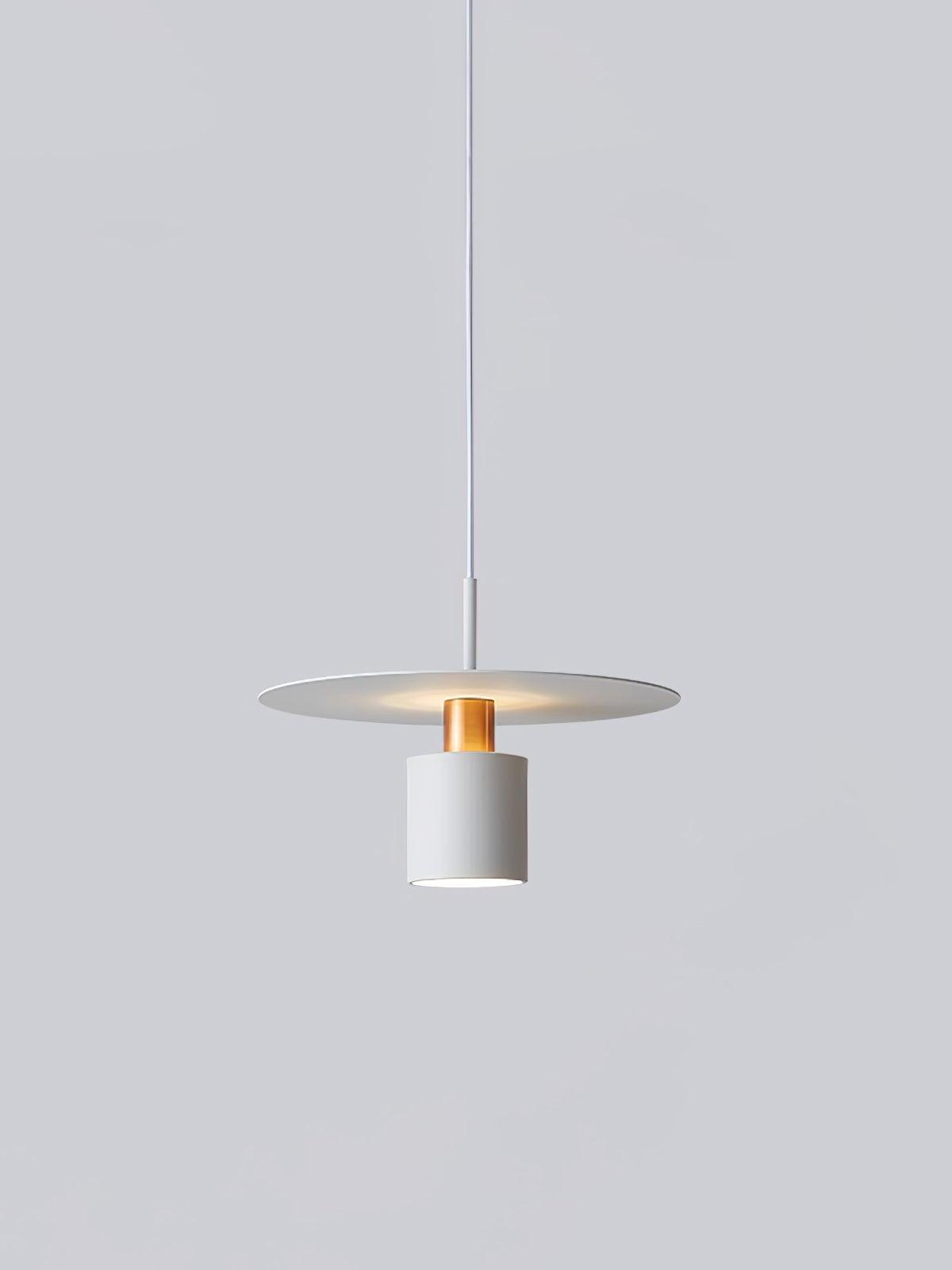 Small white disc pendant on pale backdrop