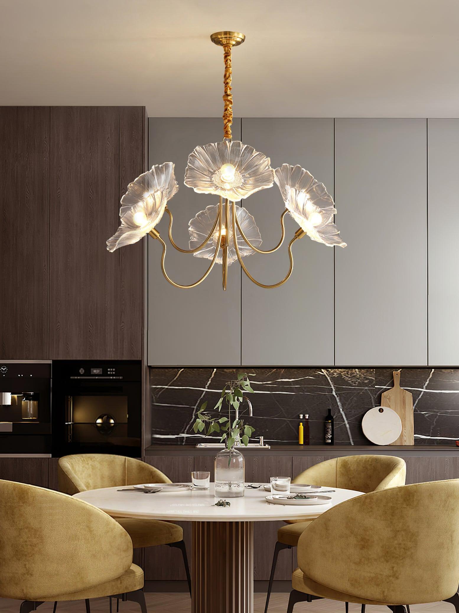 Lotus Leaf Glass Chandelier - Cueteks