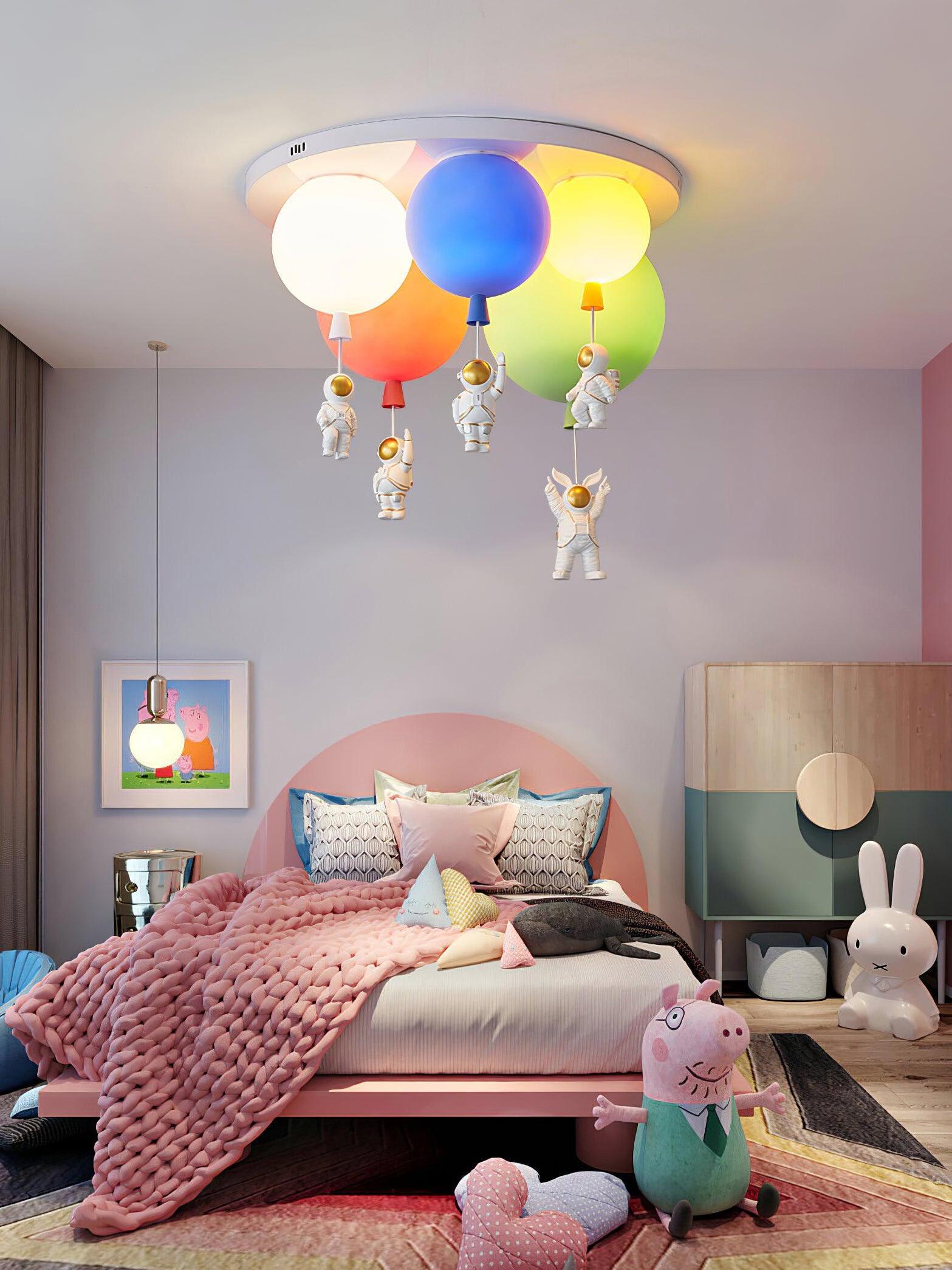 Balloon ceiling fixture in a pink bedroom