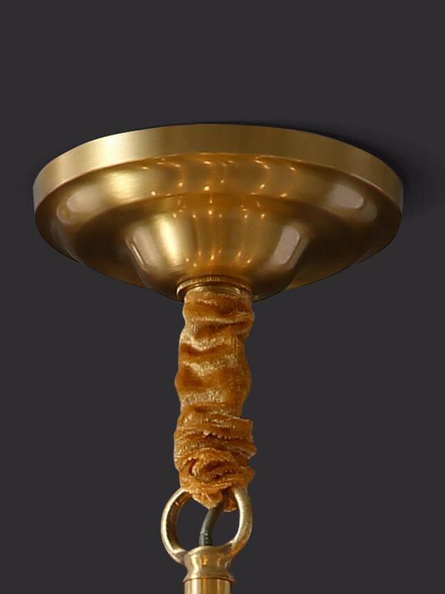 Vintage Antique Brass Stripe Crystal Chandelier - Cueteks