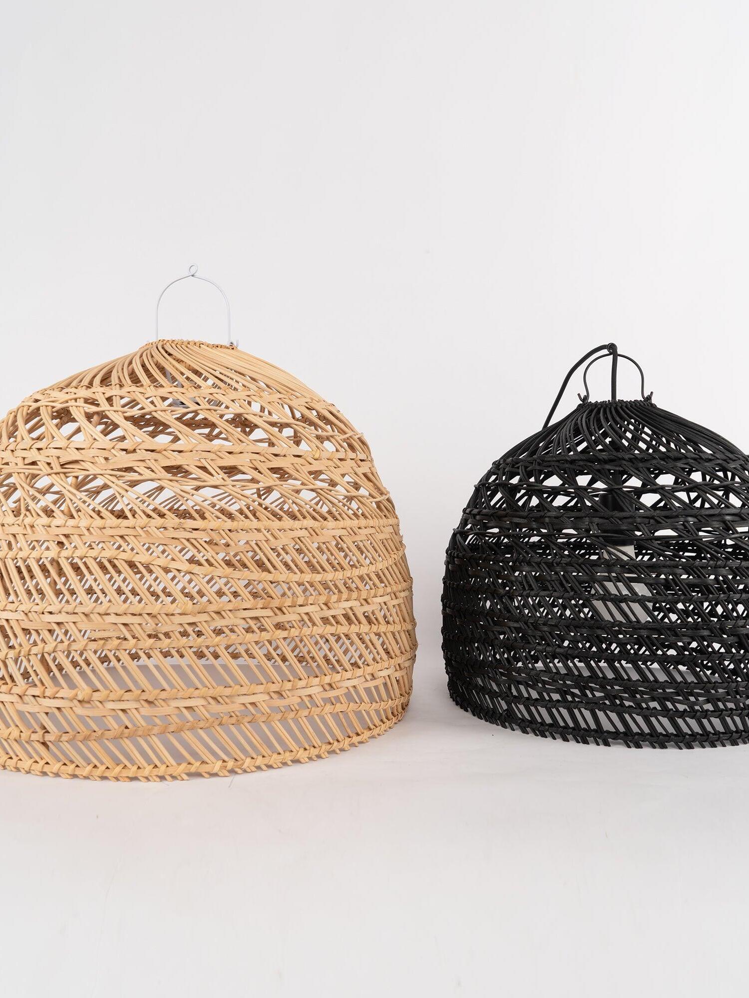 Natural and Black rounded shades side by side