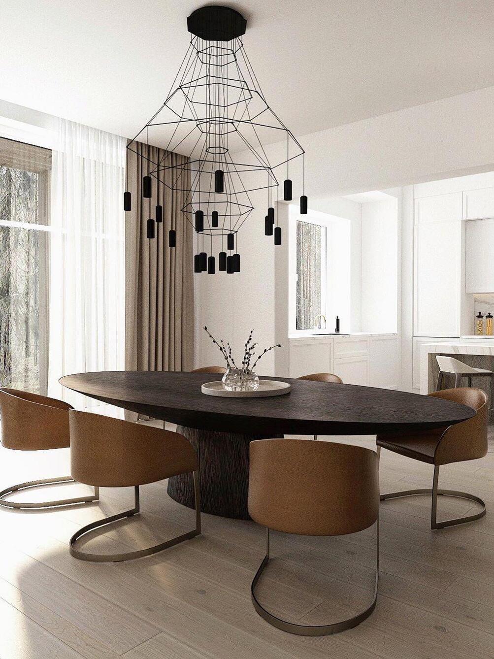 Industrial Metal Lines Multi-head Chandelier - Cueteks