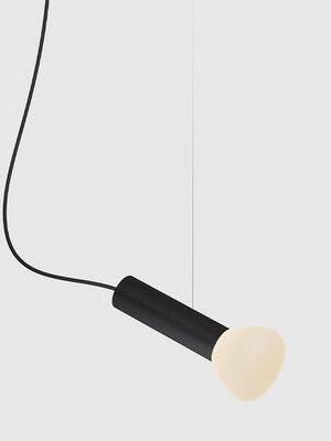 Black single-tube pendant with one white shade