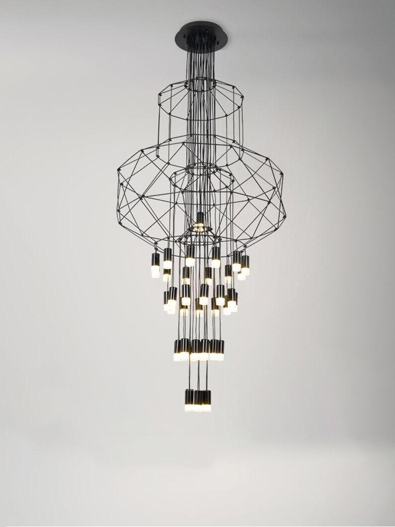 Industrial Metal Lines Multi-head Chandelier - Cueteks