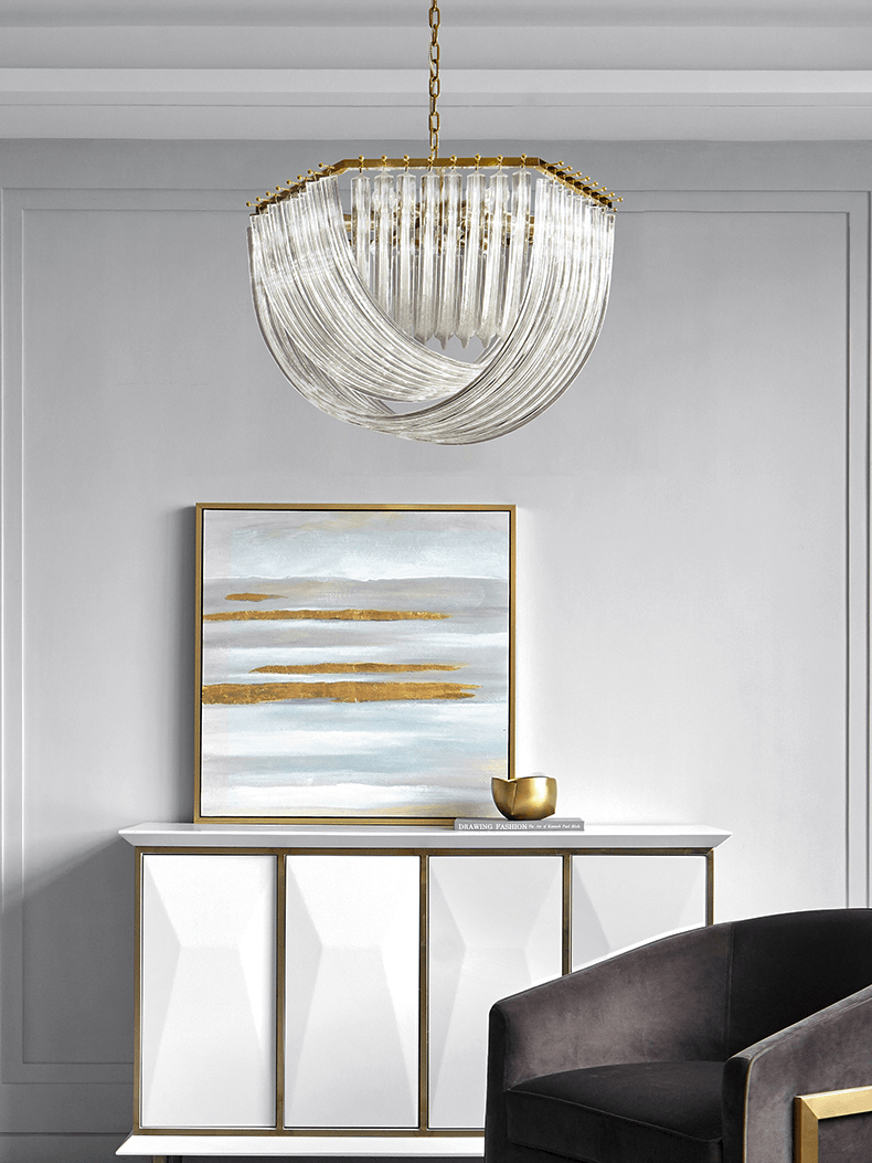 Modern Crystal pendant lamp in Champagne Gold for Restaurant - Cueteks