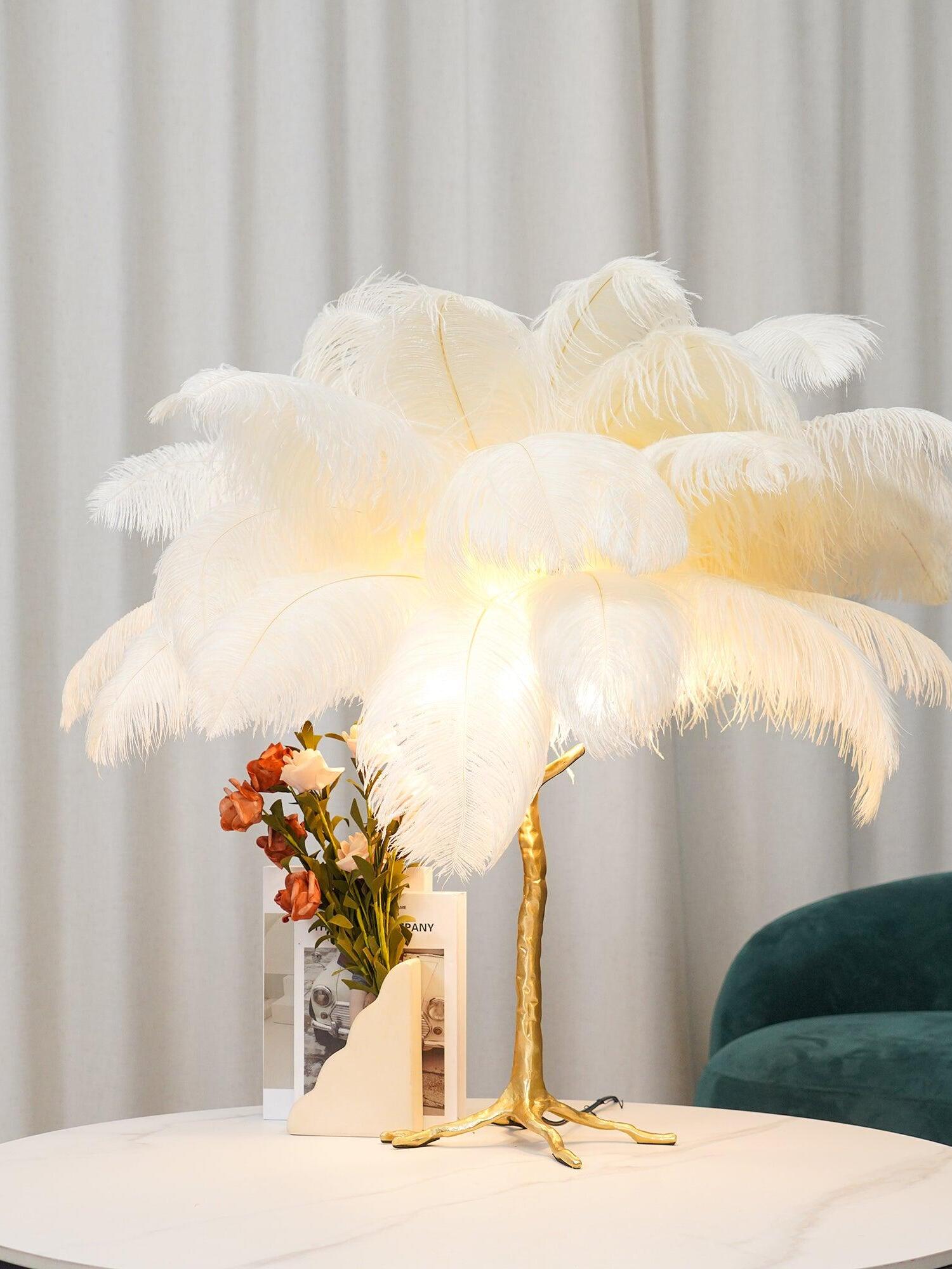Ostrich Feather Table Lamp - Cueteks