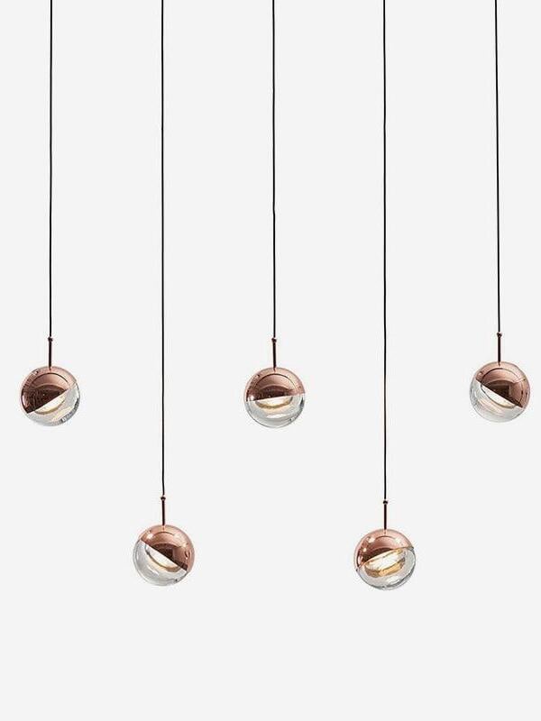 Modern Dora LED pendant lamp in Champagne Gold for Kitchen - Cueteks