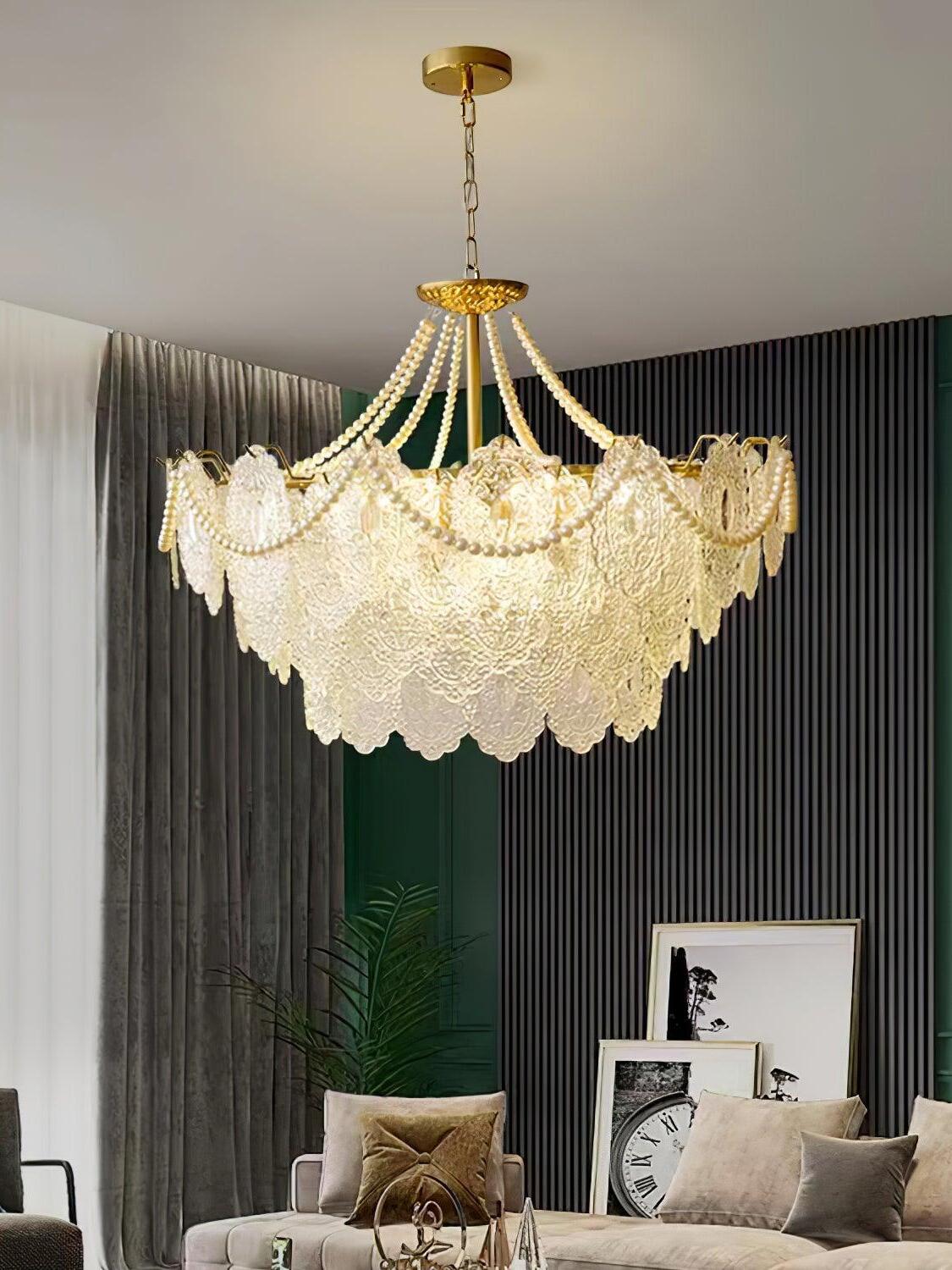 Pearls Glass Chandelier - Cueteks