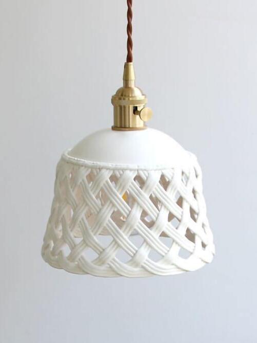 Stylish Ceramic Openwork Woven Pendant Lamp - Cueteks