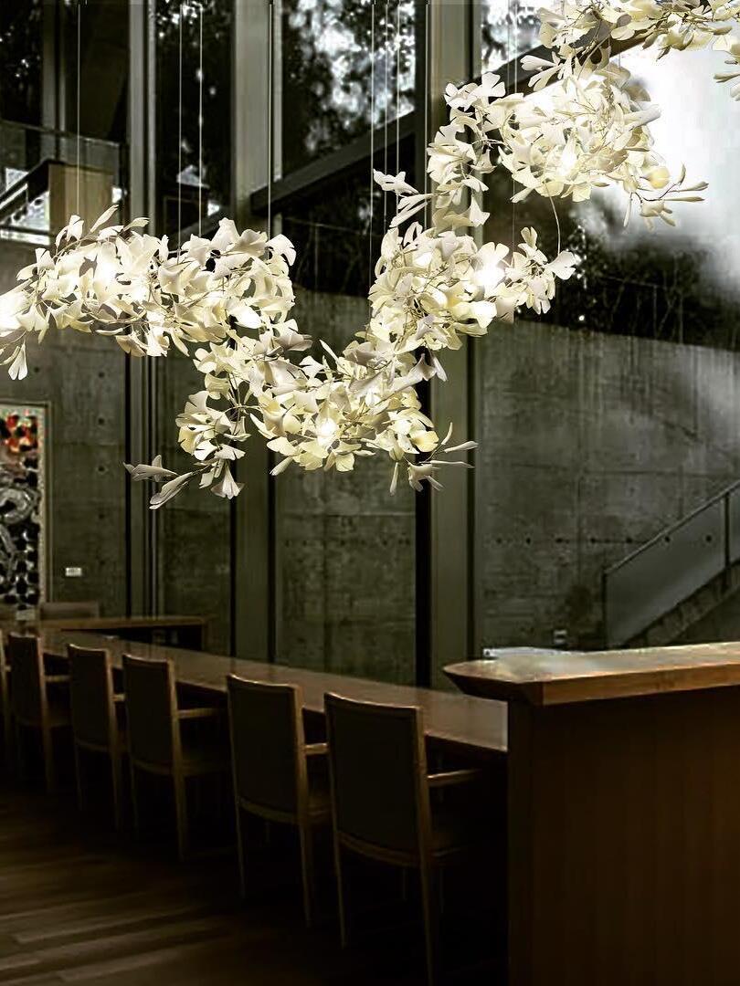 Modern Ceramics Flower Gingko Chandelier C - Cueteks