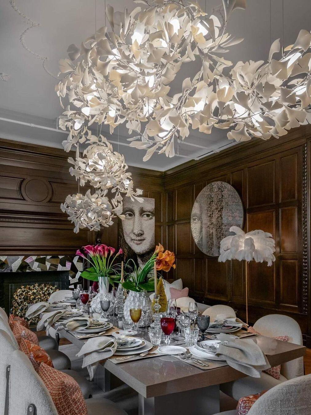 Modern Ceramics Flower Gingko Chandelier C - Cueteks