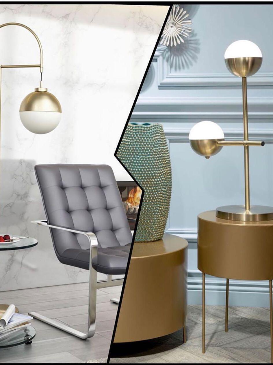 Lamp comparison collage with Waterloo arc floor lamp on the left