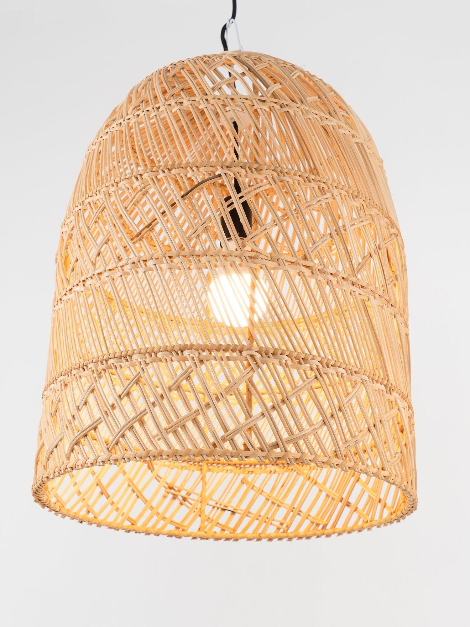 Illuminated tall natural wicker basket