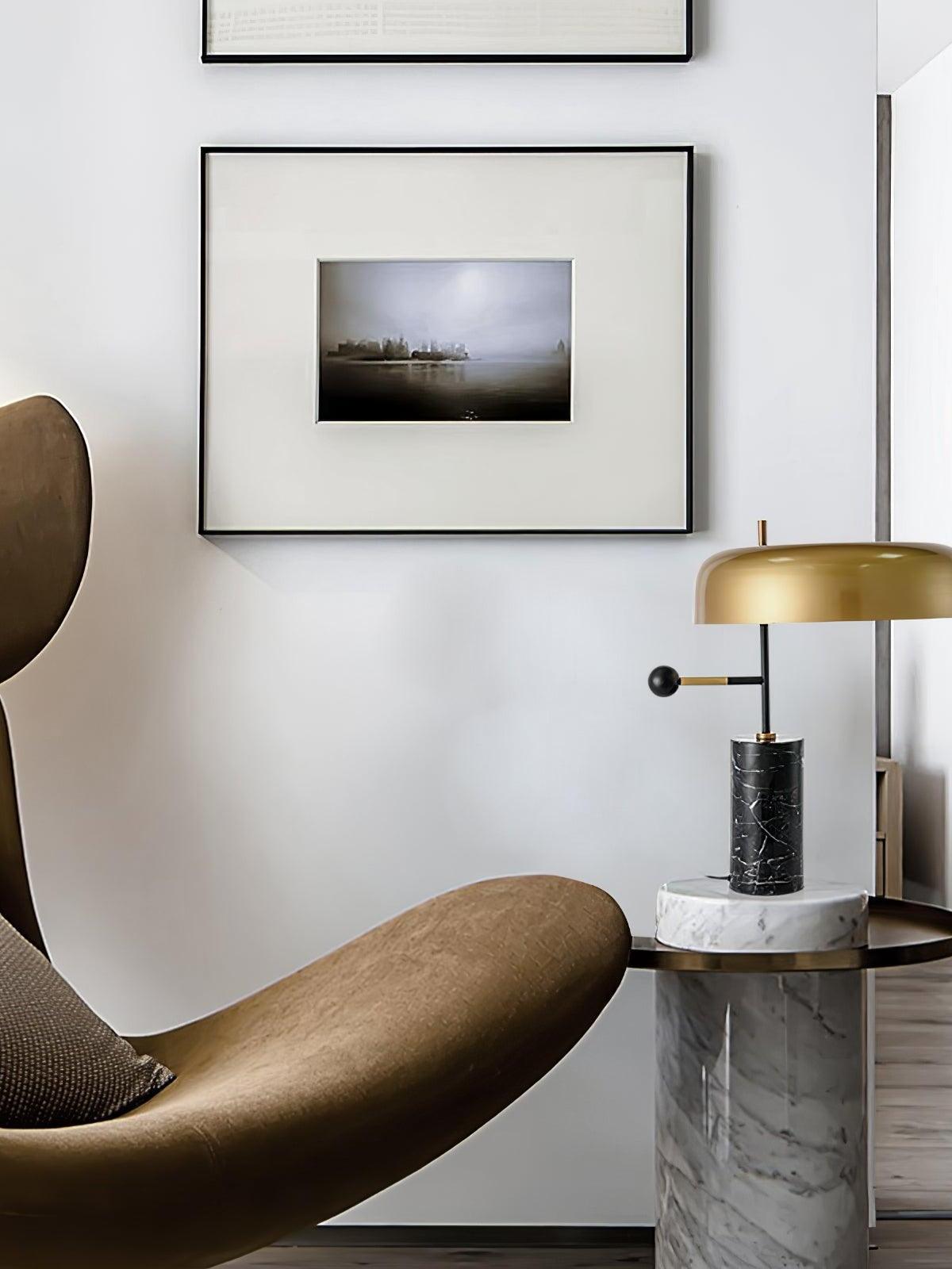 Adam Unique Black Gold Marble Table Light - Cueteks