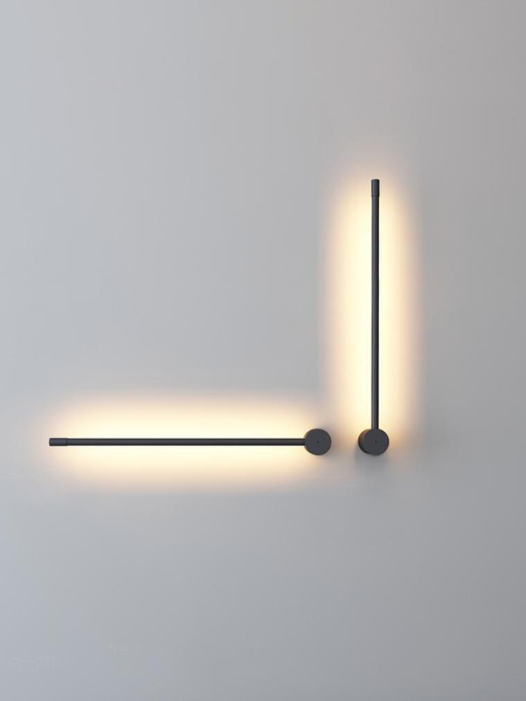 Horizontal and vertical light rods forming a corner arrangement