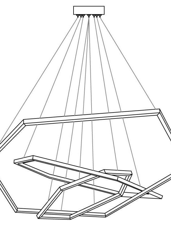Irregular Multilayer Gold Rings Vesanto Chandelier - Cueteks