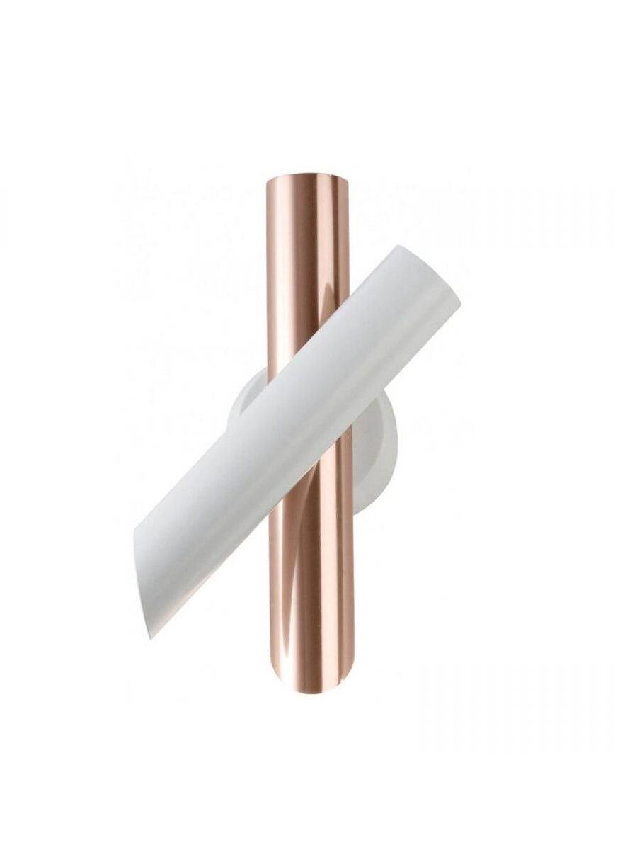 White and rose-gold crossed-tube wall light