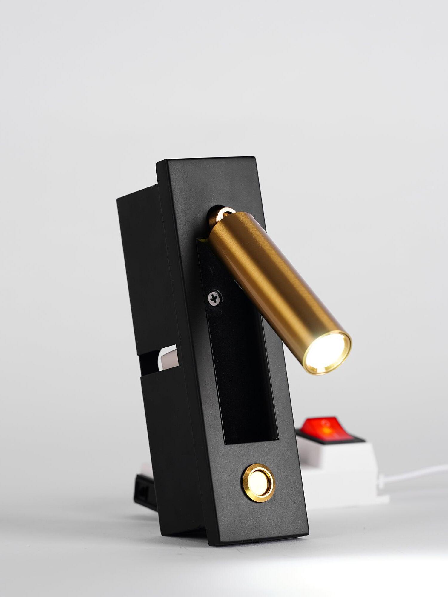 Illuminated folding head and round push button close-up