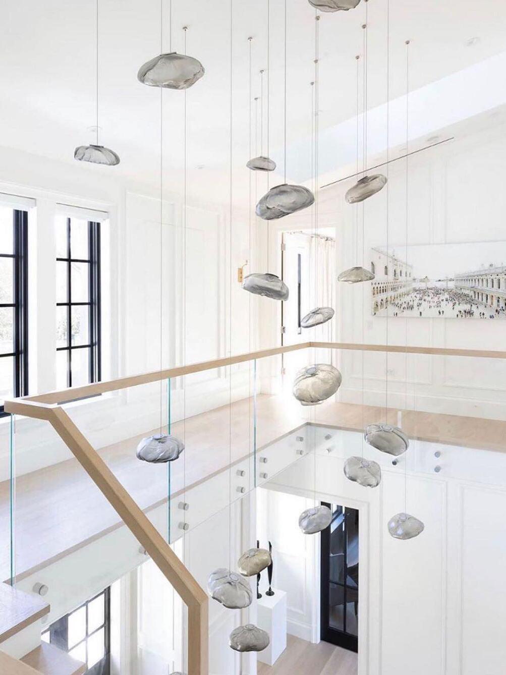 Transparent Glass Random Rectangle Multiple Pendant Lamp - Cueteks