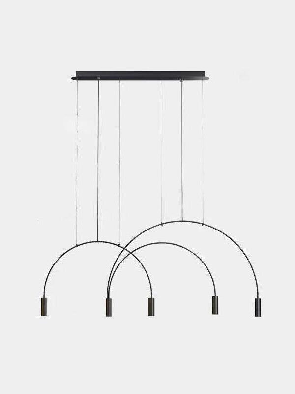 Five-light black Arcs pendant with a stepped arrangement of overlapping arches