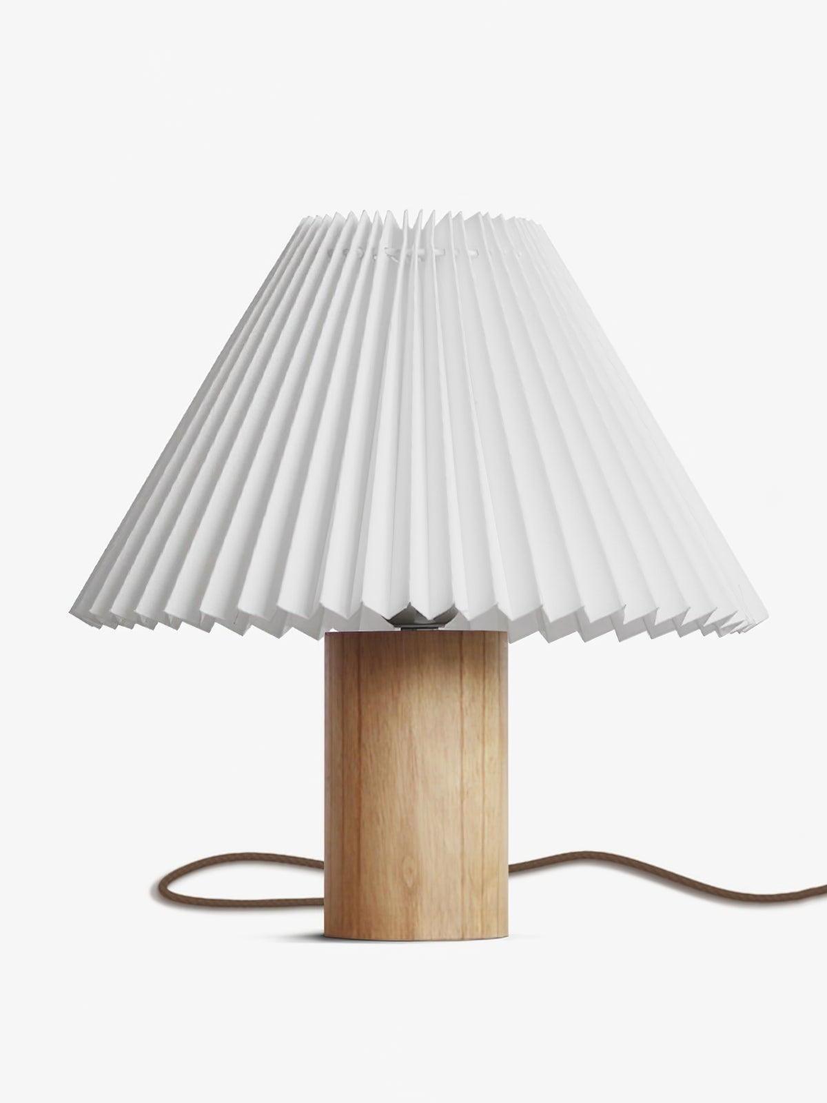 Luxurious Facet Pleated Wooden Table Lamp - Cueteks