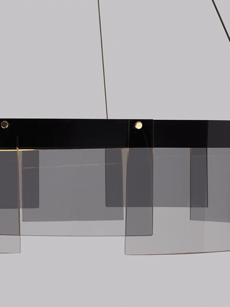 Layered transparent panels beneath a Black ring