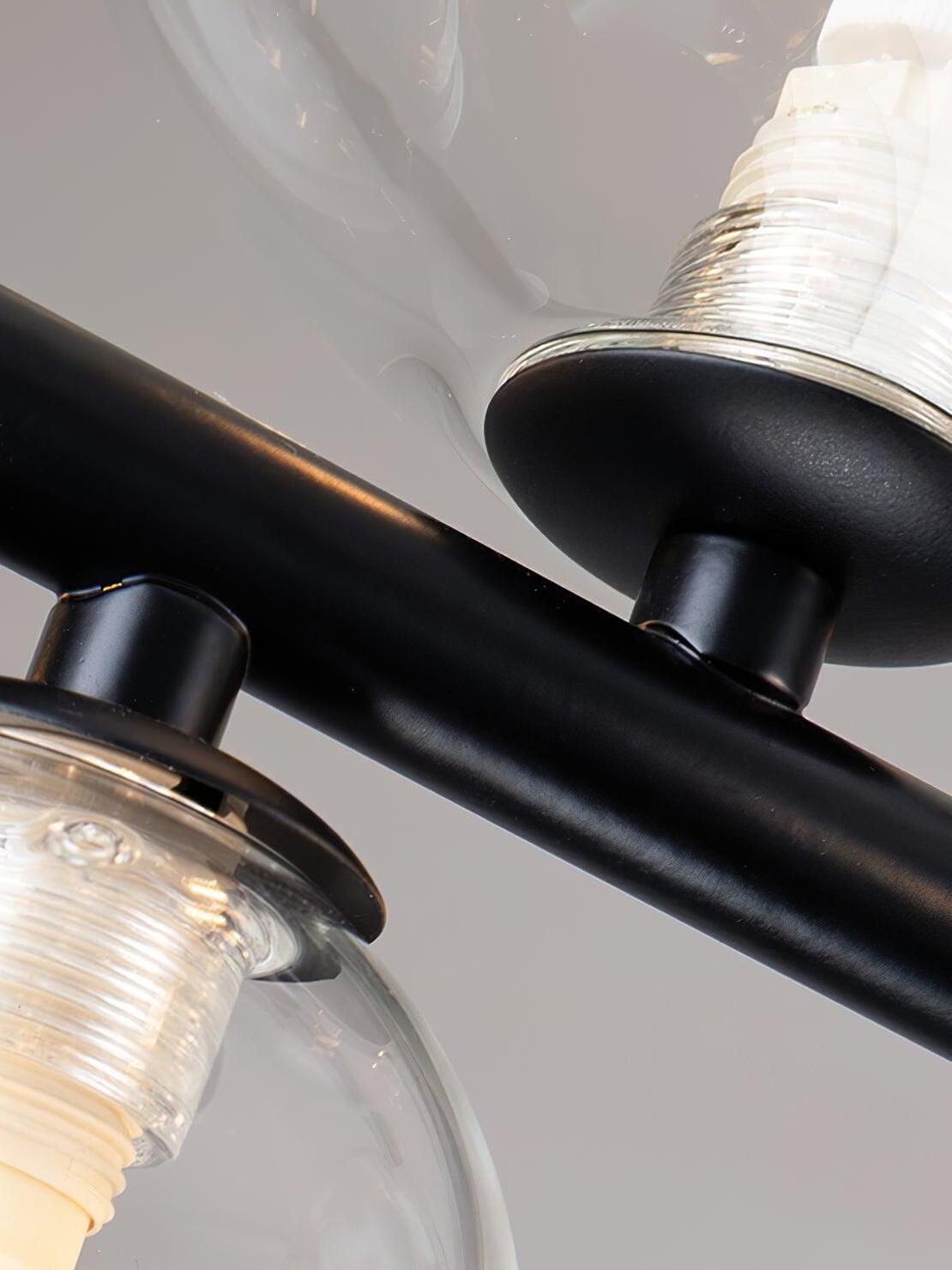 Glass shade attachment and black linear frame close-up