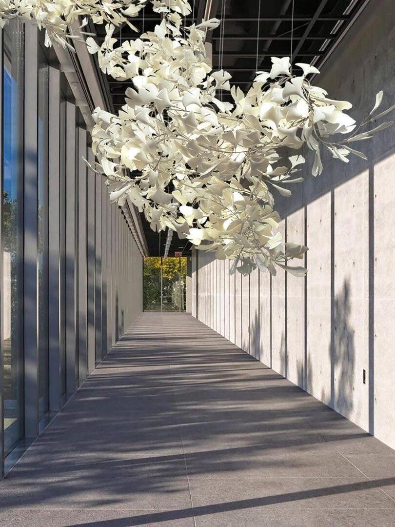 Modern Ceramics Flower Gingko Chandelier C - Cueteks