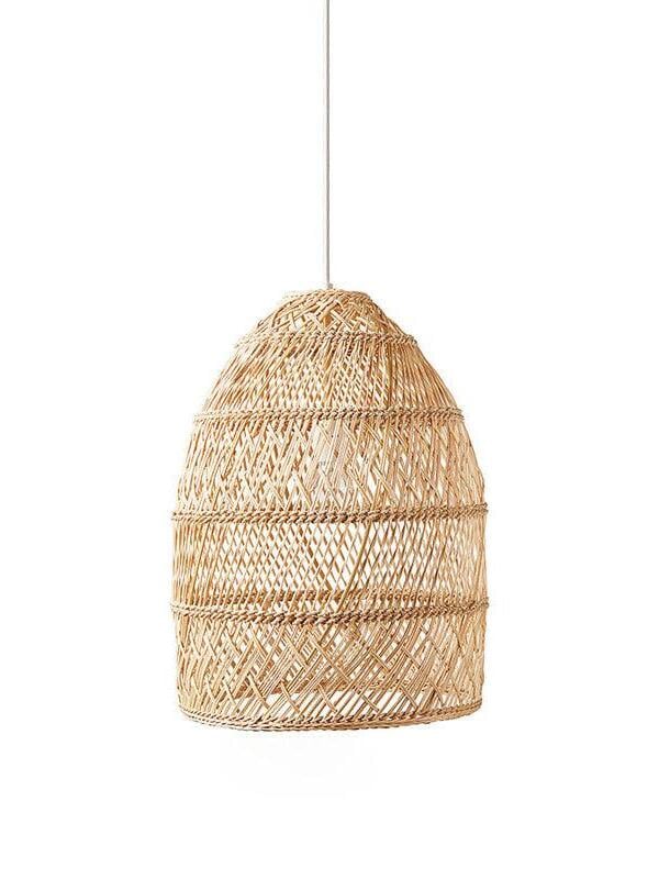 Natural rattan elongated basket shade