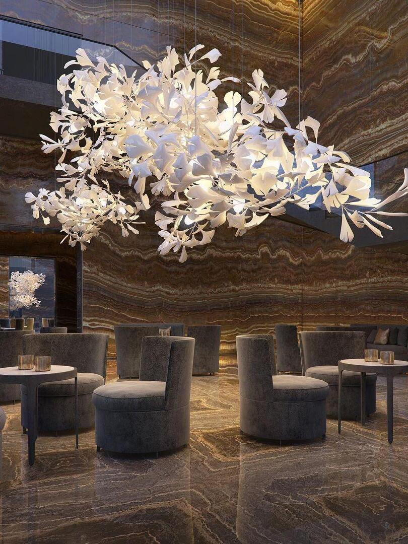 Modern Ceramics Flower Gingko Chandelier C - Cueteks