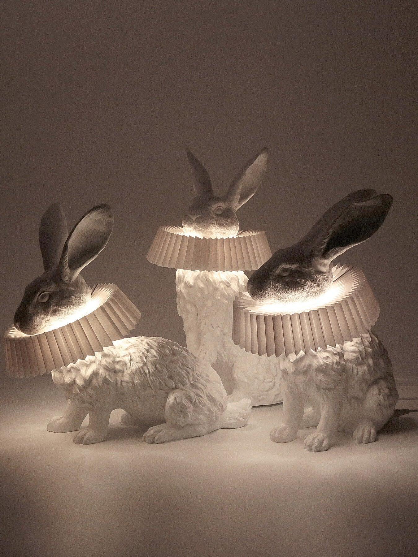 White Resin Rabbit Decorative Table Lamp - Cueteks