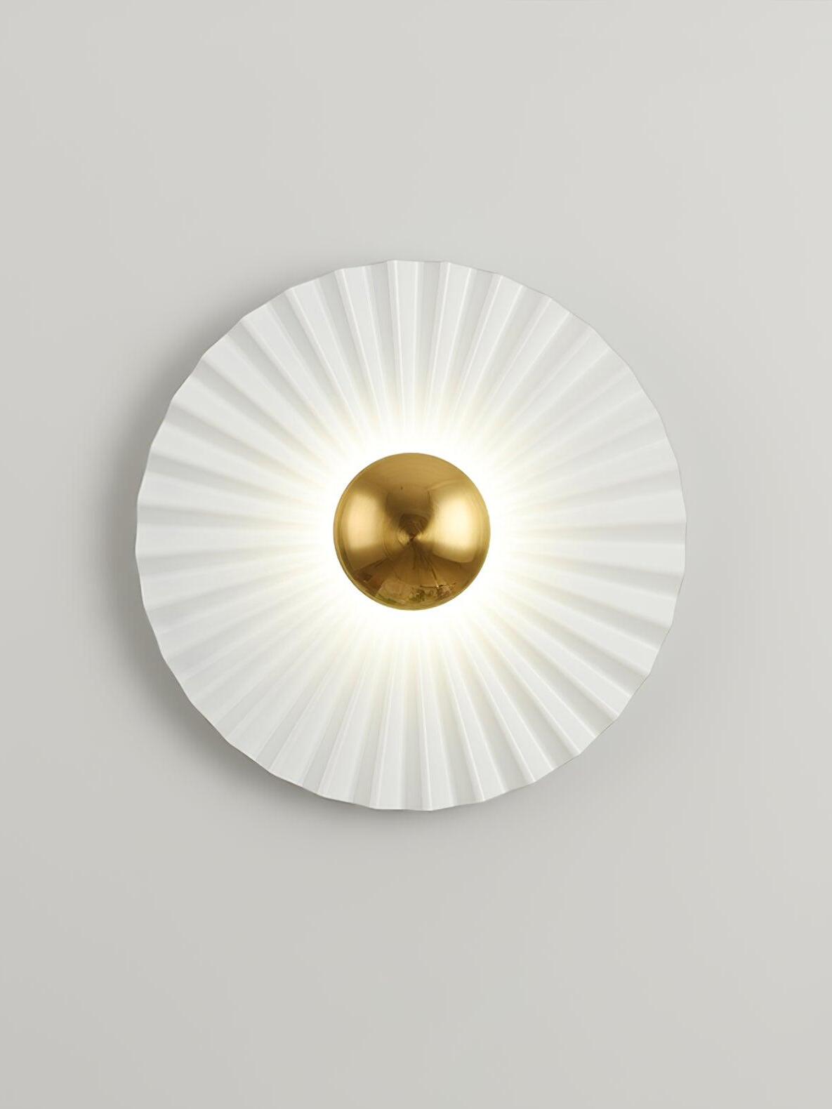 Large white radial pleated wall disc