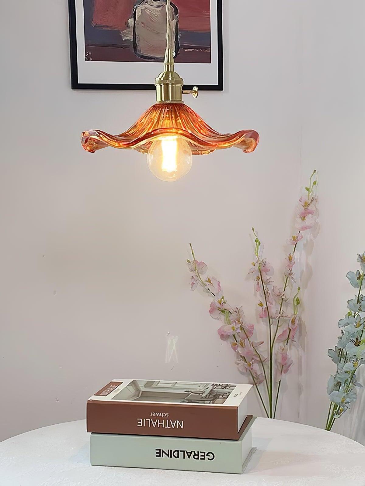 Glass Hibiscus Flower Pendant Light - Cueteks