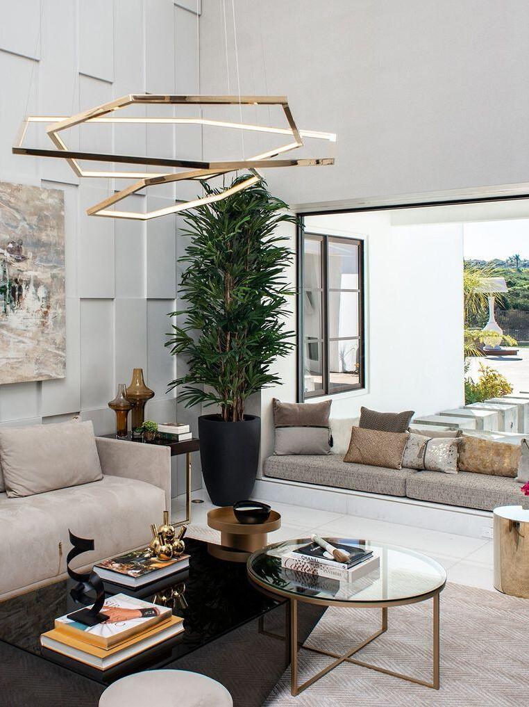 Irregular Multilayer Gold Rings Vesanto Chandelier - Cueteks