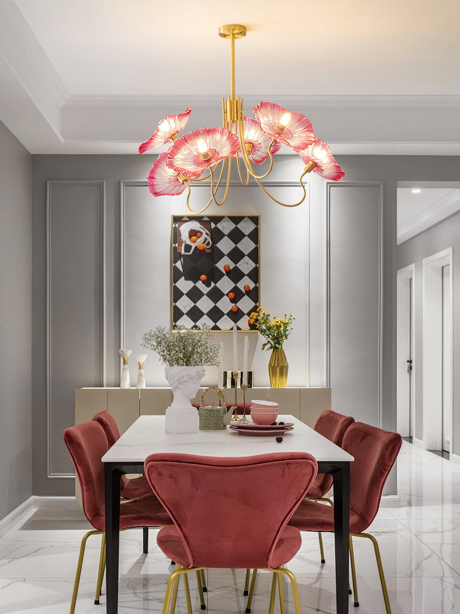Lotus Leaf Glass Chandelier - Cueteks