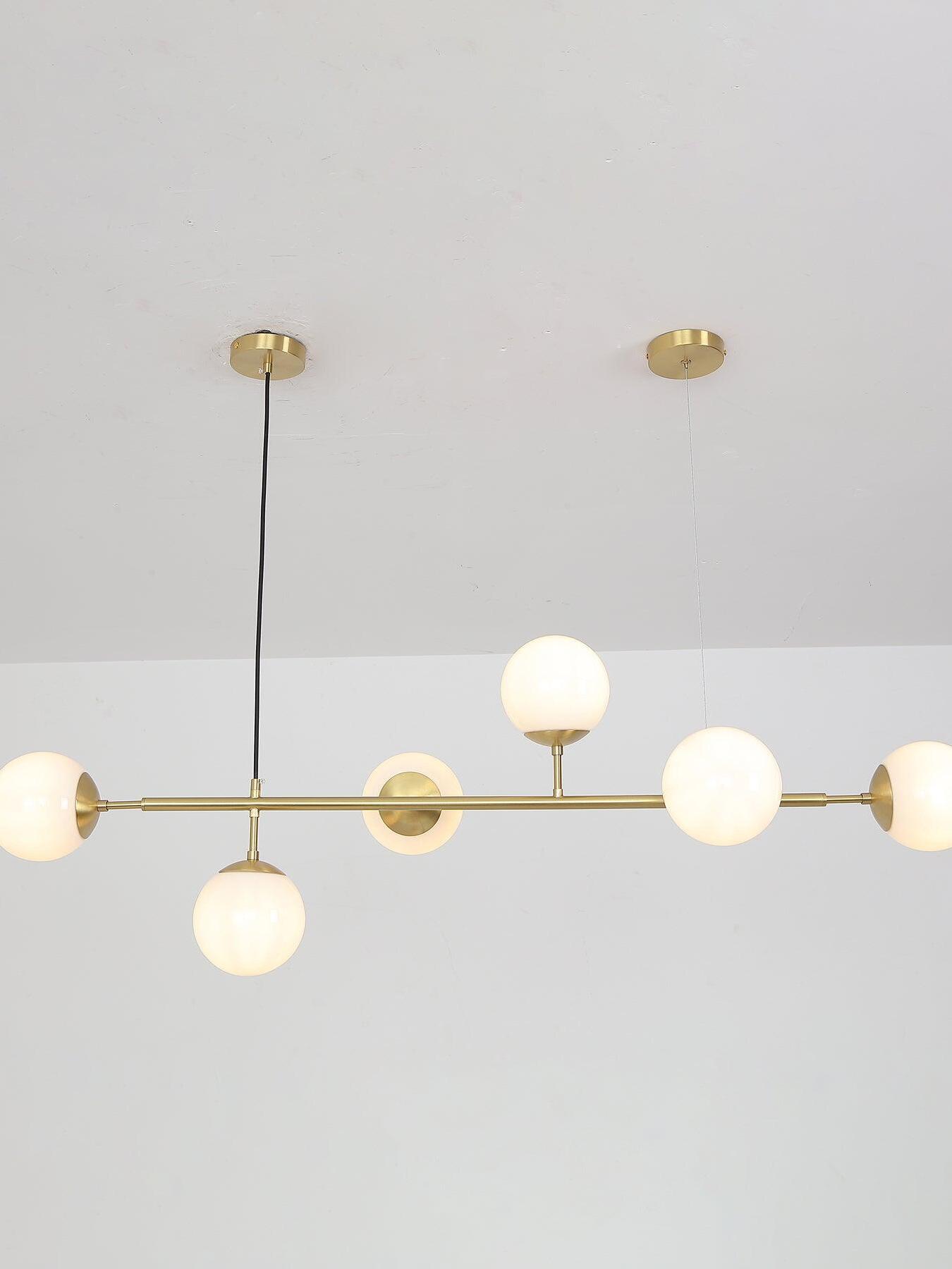 White globes viewed along the linear frame