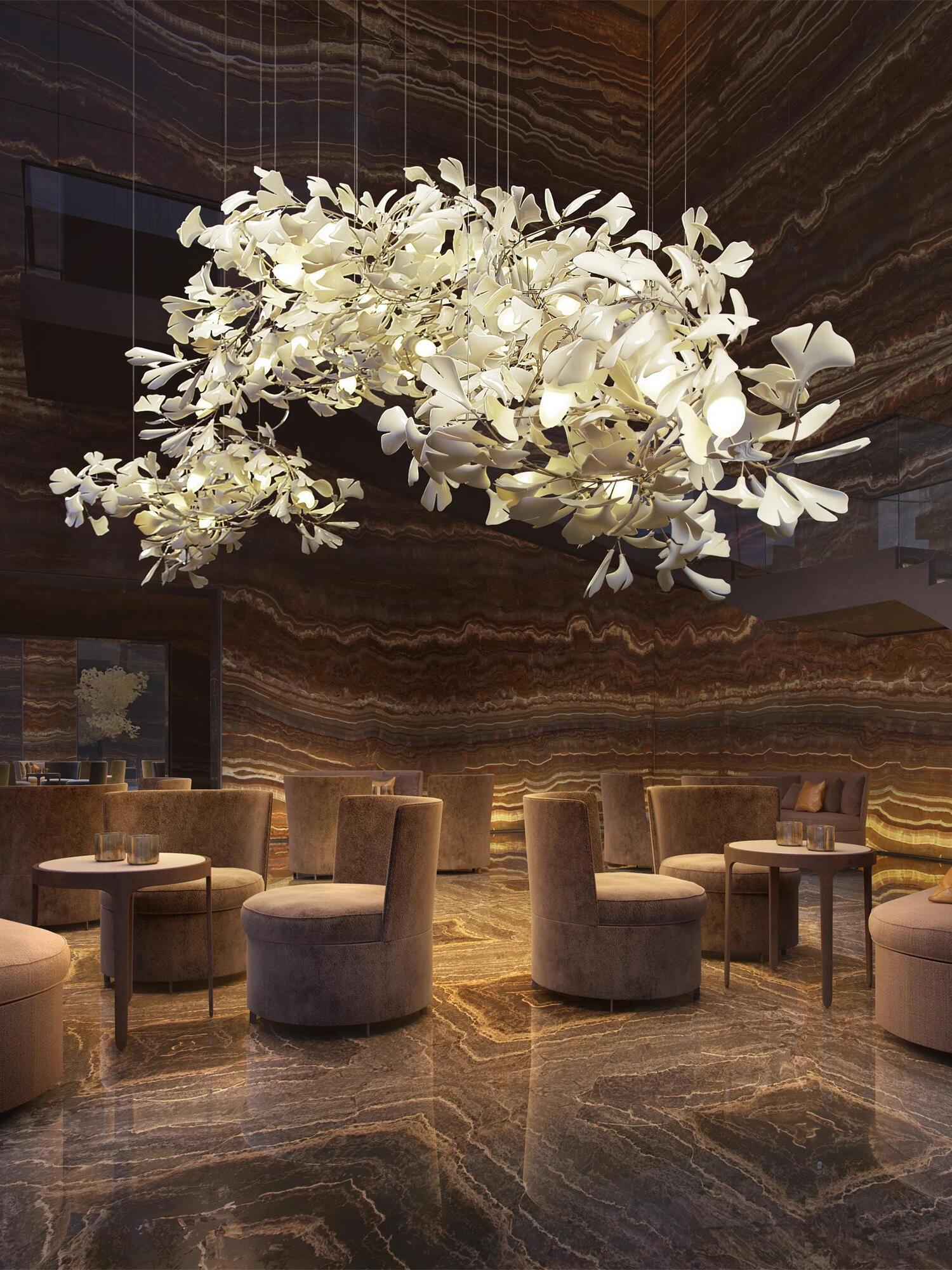 Modern Ceramics Flower Gingko Chandelier C - Cueteks