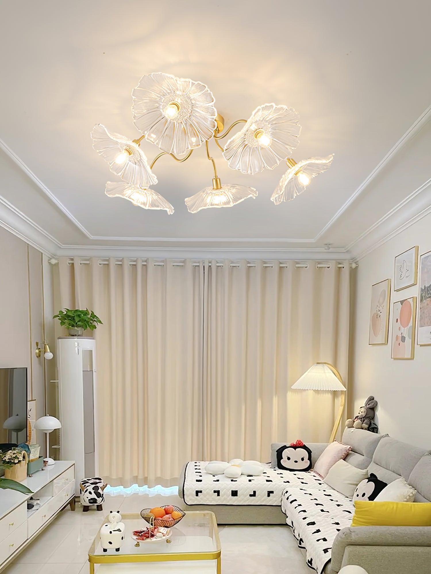 Lotus Leaf Glass Ceiling Lamp - Cueteks
