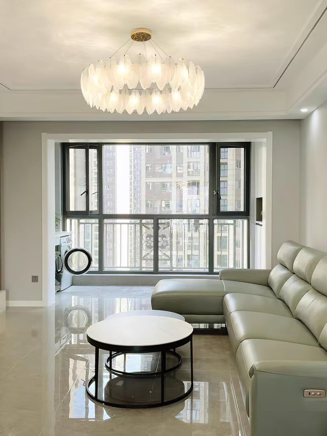 Glass Feather Chandelier - Cueteks