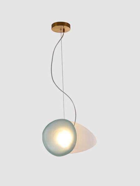 Model 13 blue and white pebble pendant with lit centre