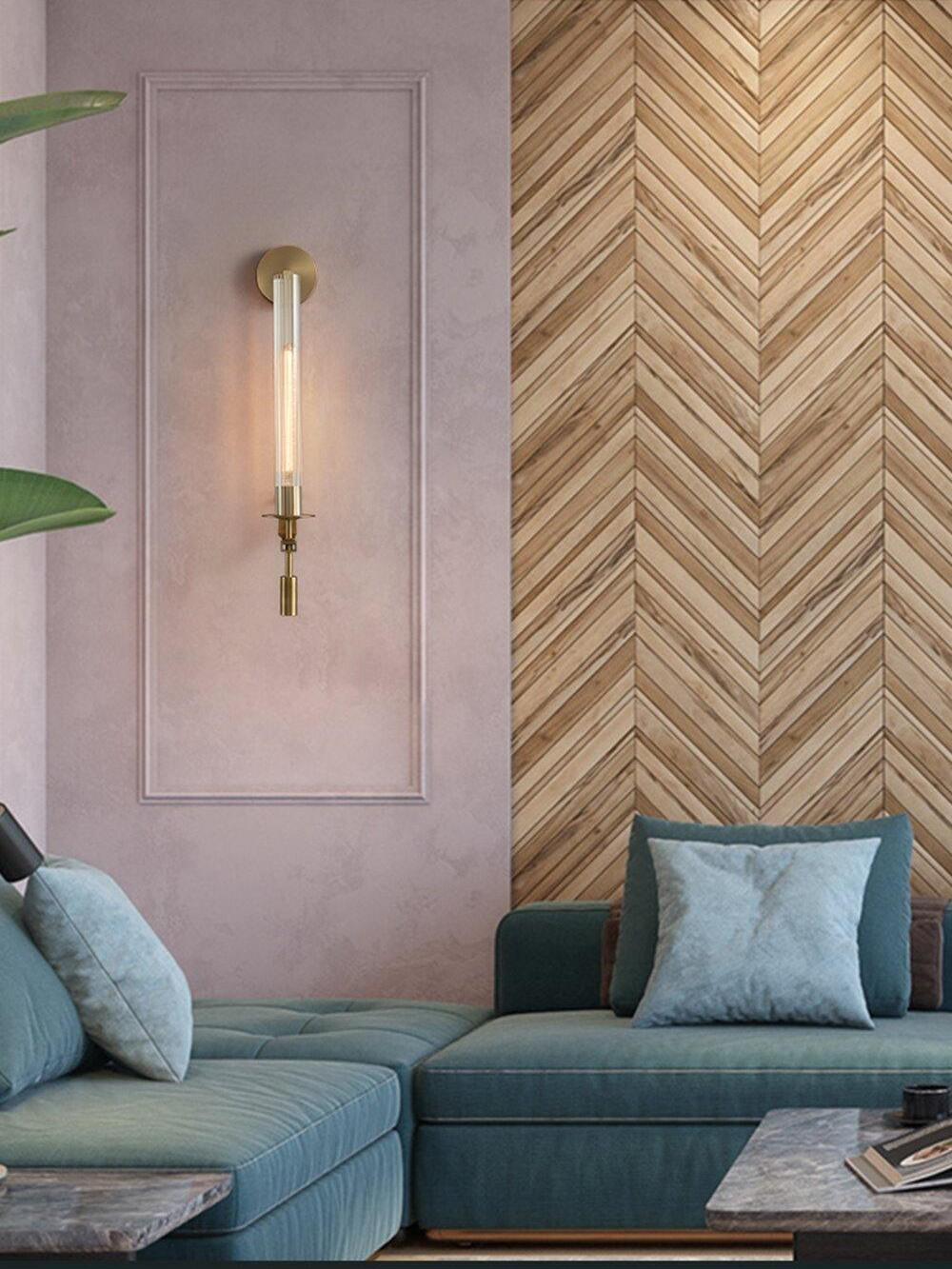 Retro Brass Fontanelle Glass Wall Lamp For Bedroom - Cueteks