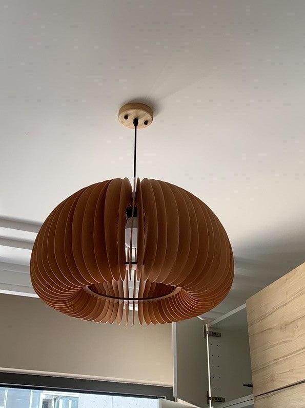 Rustic Wooden Pumpkin LED Pendant Lamp - Cueteks