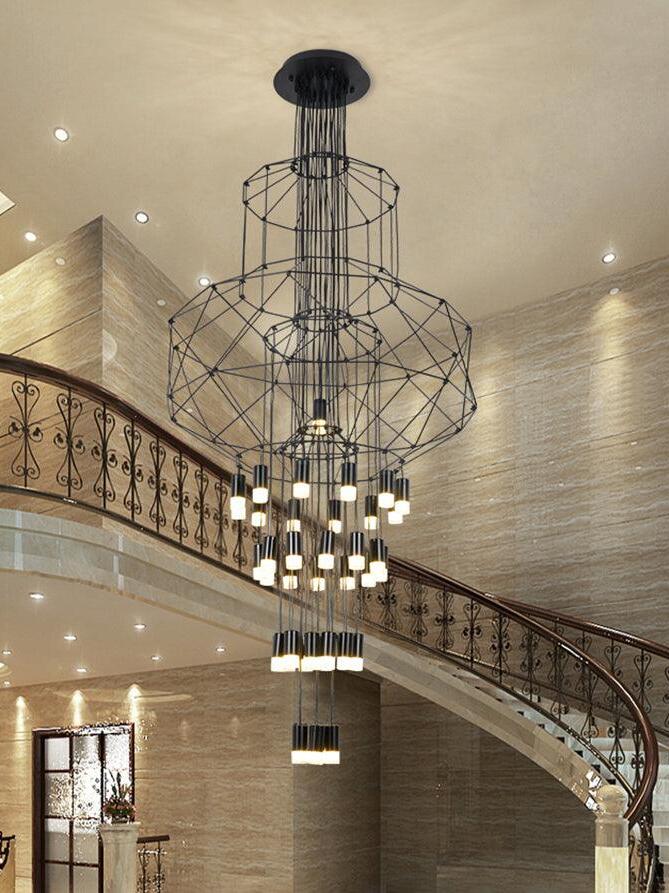 Industrial Metal Lines Multi-head Chandelier - Cueteks
