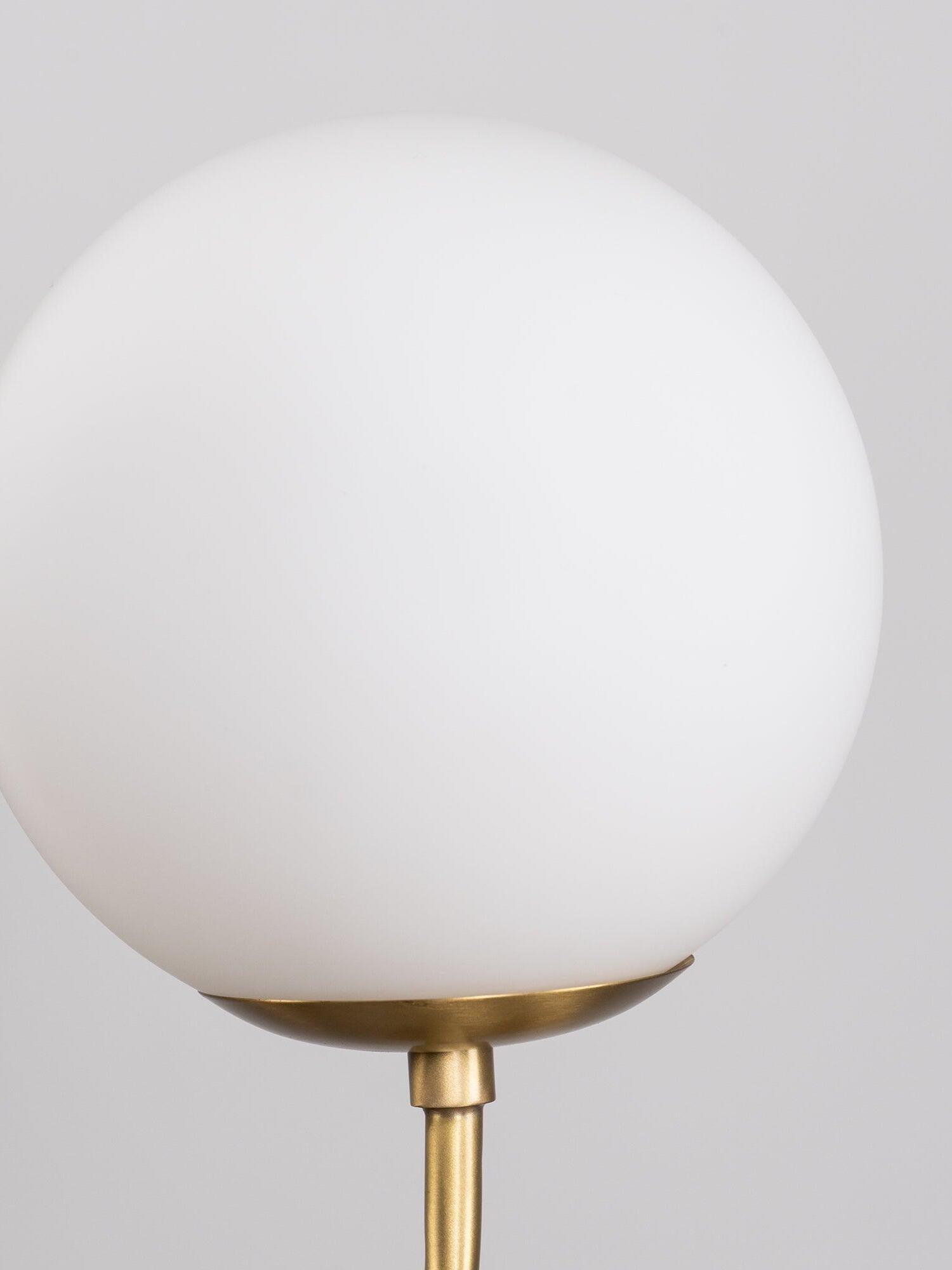 White Opal globe and Brass support close-up