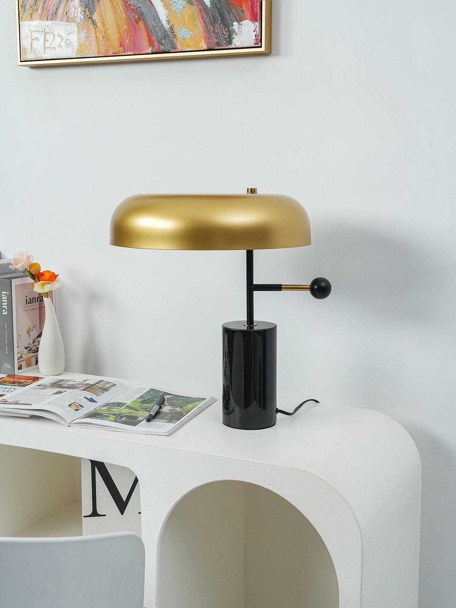 Adam Unique Black Gold Marble Table Light - Cueteks